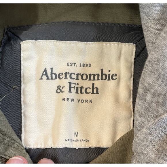 Abercrombie Fitch Jacket Womens Medium Green Gray Hoodie Utility Gorp Grunge Y2K - Picture 6 of 11